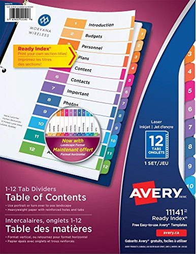 Algopix Similar Product 12 - Avery Ready Index Table of Contents