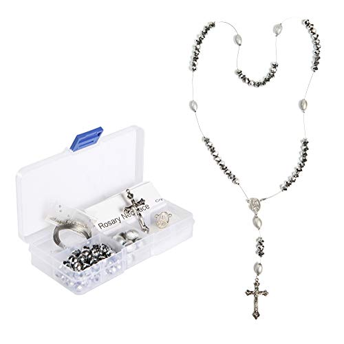 Algopix Similar Product 9 - fiona Silver Crystal Bead Box Rosary