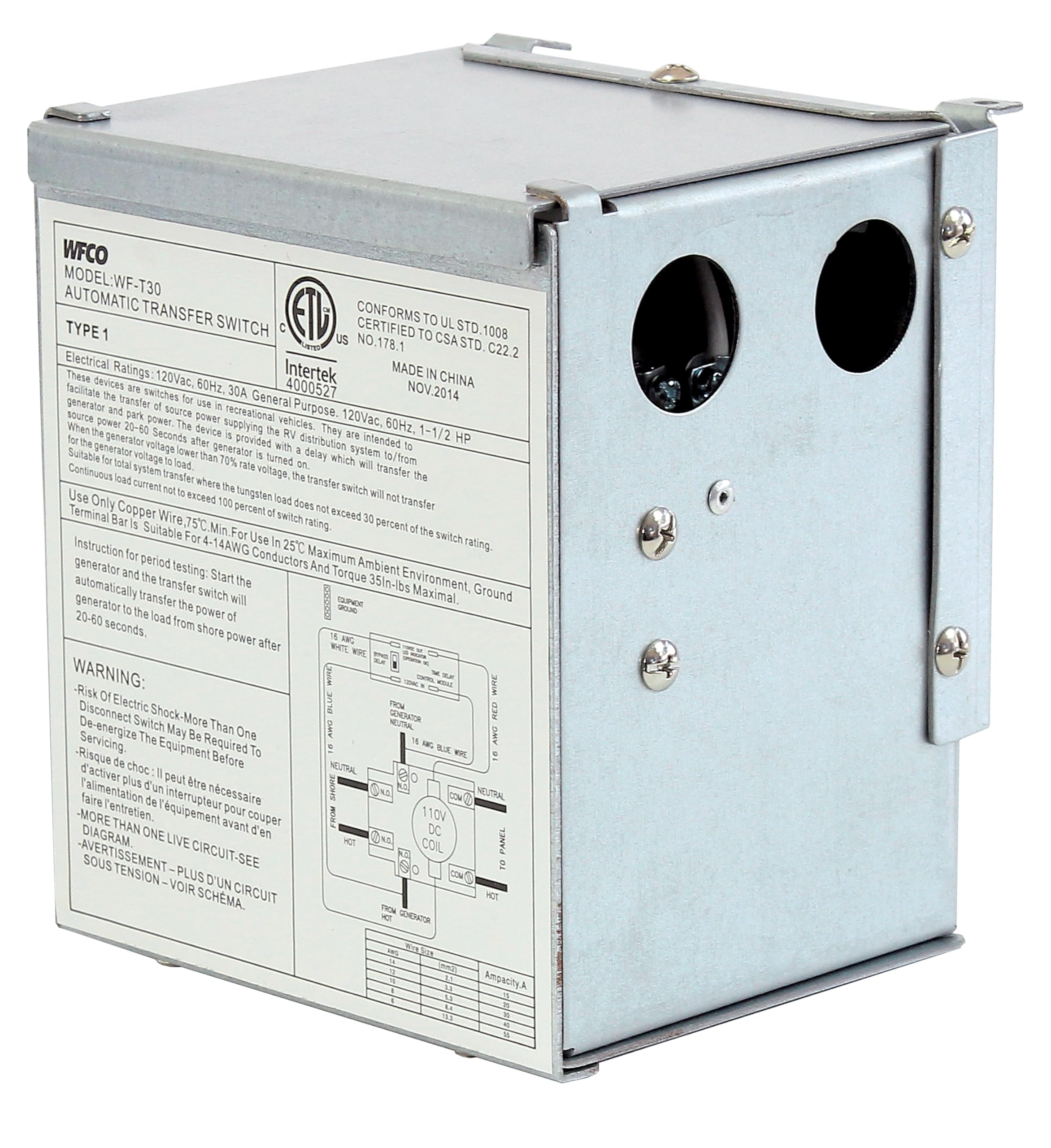 Algopix Similar Product 18 - WFCO T30 30 Amp Transfer Switch