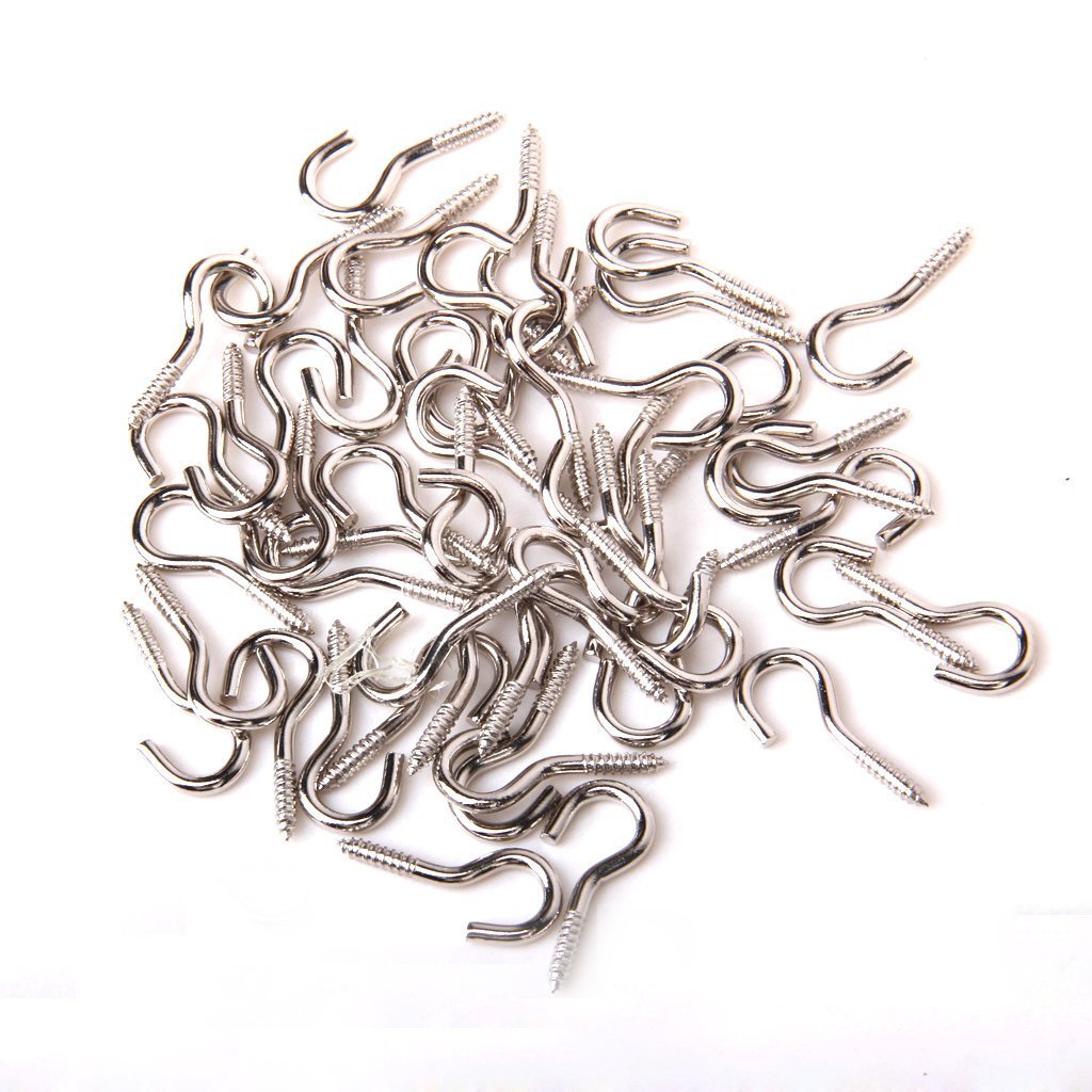 Algopix Similar Product 16 - CJESLNA 50pcs Screw Hook Eye Silver