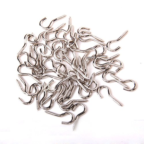 Algopix Similar Product 3 - CJESLNA 50pcs Screw Hook Eye Silver