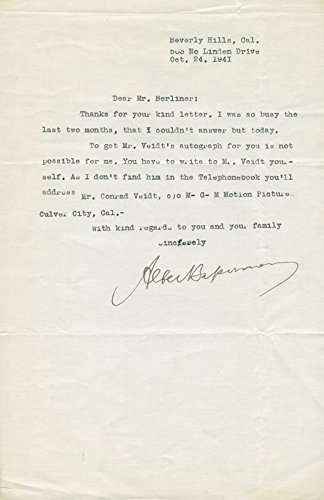 Algopix Similar Product 16 - Albert Bassermann  Typed Letter Signed