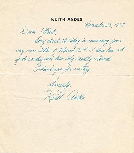 Algopix Similar Product 13 - Keith Andes  Autograph Letter Signed