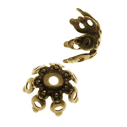 Algopix Similar Product 5 - Antiqued Brass Openwork Flower Bead