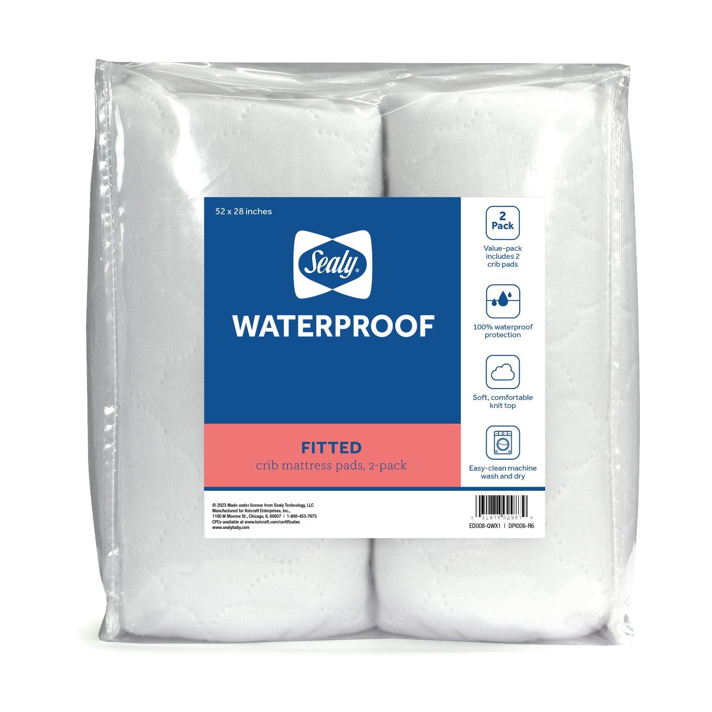 Algopix Similar Product 8 - Sealy Baby 2PACK Fitted Waterproof