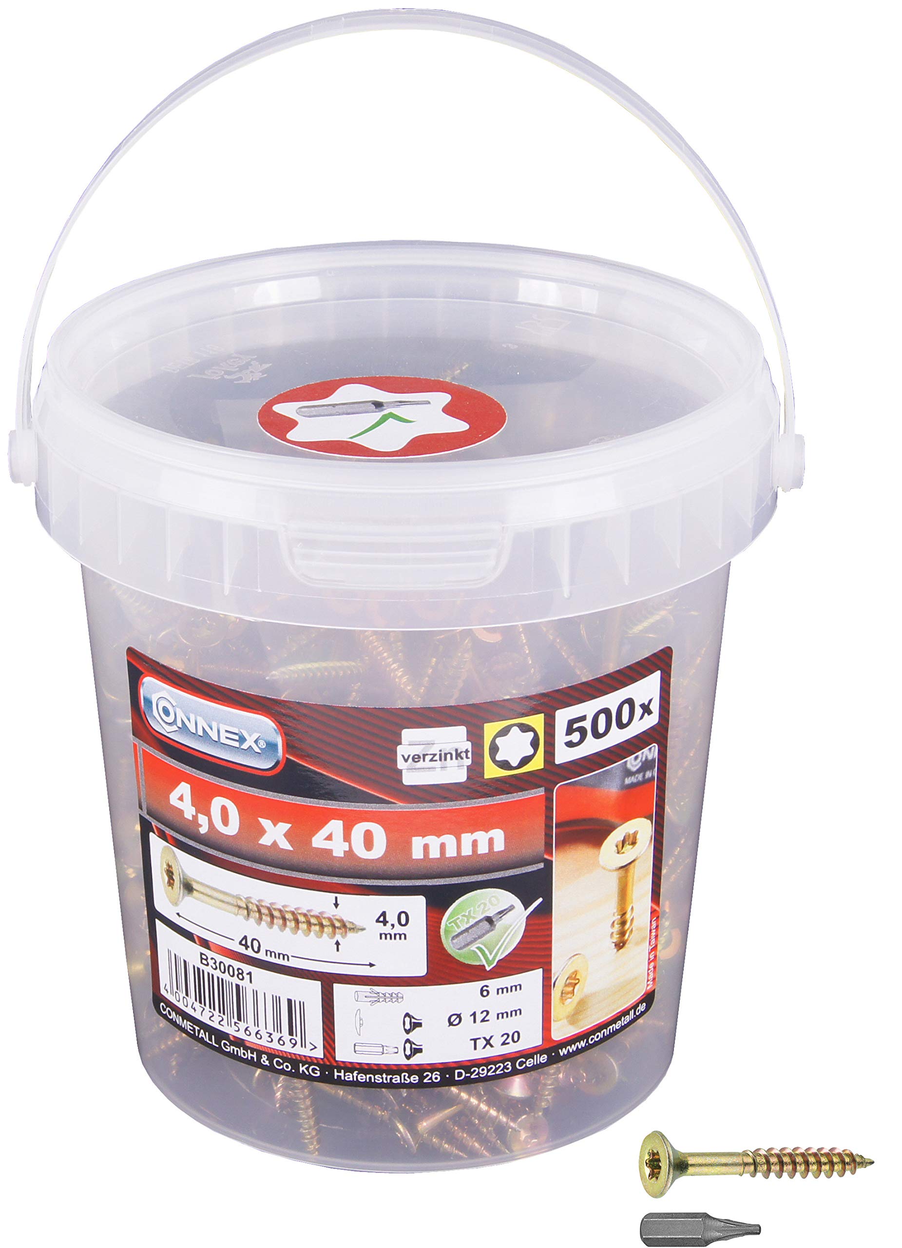 Algopix Similar Product 19 - CONNEX B30081 TX 4 x 40mm UniScrews