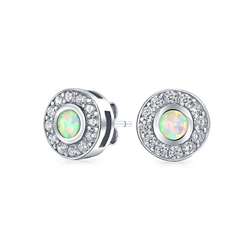 Algopix Similar Product 14 - White Created Opal Round Solitaire Stud