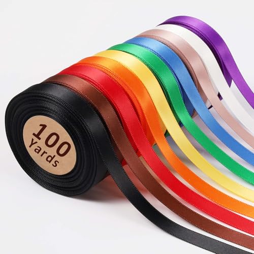 Algopix Similar Product 9 - LaRibbons 10 Color 50Yards Solid Satin