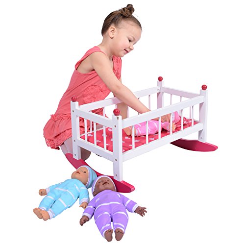 Algopix Similar Product 7 - Wooden Baby Doll Rocking Cradle  Fits