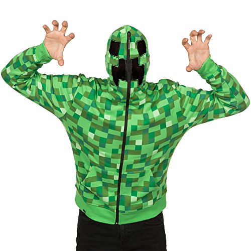 Algopix Similar Product 14 - JINX Minecraft Mens Creeper ZipUp