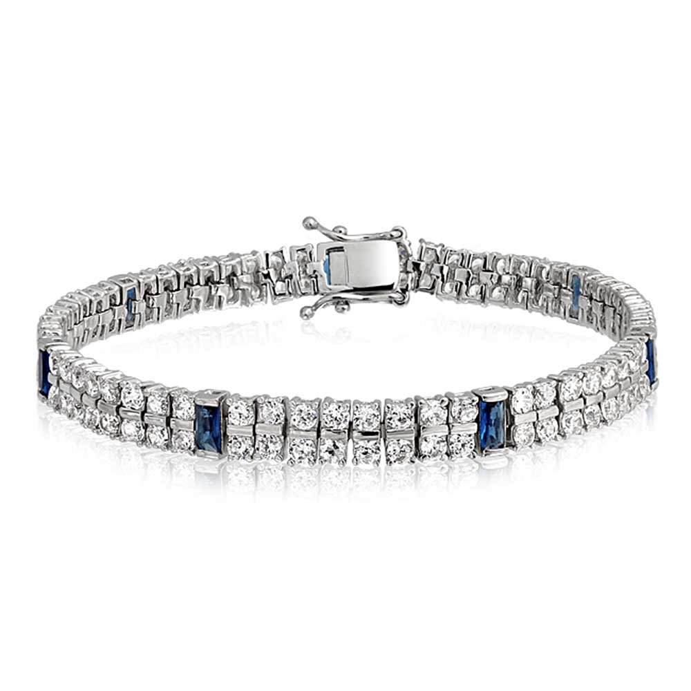Algopix Similar Product 8 - Bling Jewelry White and Blue CZ 2 Row