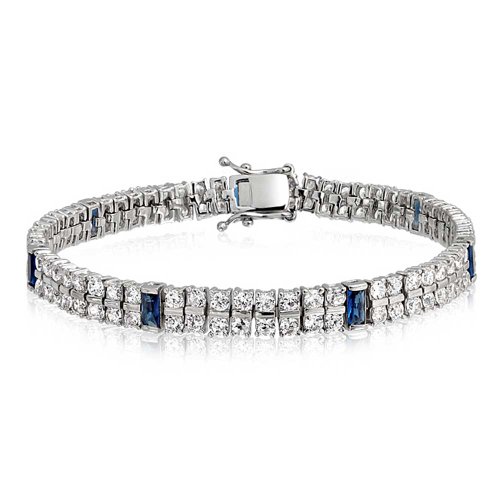 Algopix Similar Product 10 - Bling Jewelry White and Blue CZ 2 Row