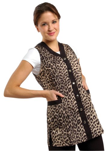 Algopix Similar Product 15 - Sleeveless Leopard Salon Smock (M (8))