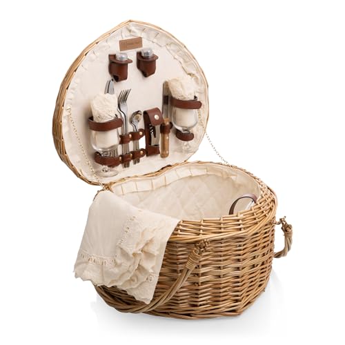 Algopix Similar Product 9 - PICNIC TIME Heart Wicker Picnic Basket