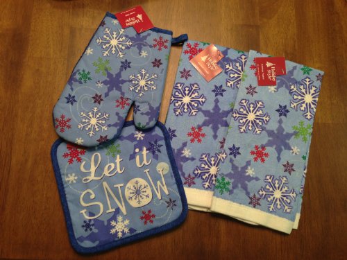 Algopix Similar Product 8 - Let It Snow Snowflake Kitchen Towel Set
