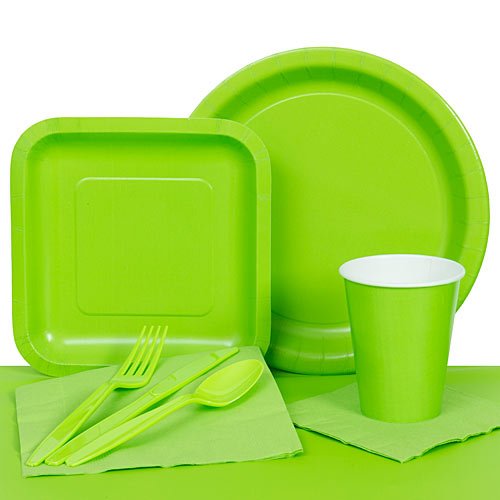 Algopix Similar Product 15 - Lime Paper Party Tableware Set Party