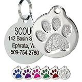 Algopix Similar Product 4 - Paw Print Round Stainless Steel Pet ID