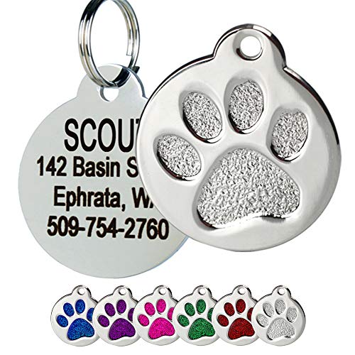 Algopix Similar Product 9 - Paw Print Round Stainless Steel Pet ID