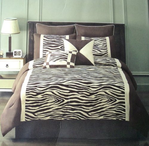 Algopix Similar Product 8 - Zebra Print 8 Piece King Comfoeter Set