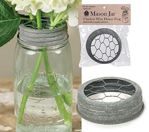 Algopix Similar Product 4 - Mason Jar Flower Frog Lid Barn Roof