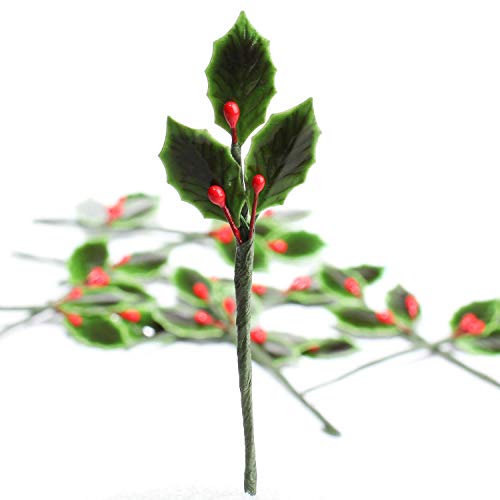 Algopix Similar Product 13 - Package of 48 Lacquered Holly Leaves