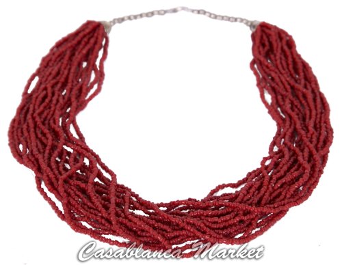 Algopix Similar Product 13 - Moroccan Artisan Glass Coral Bead