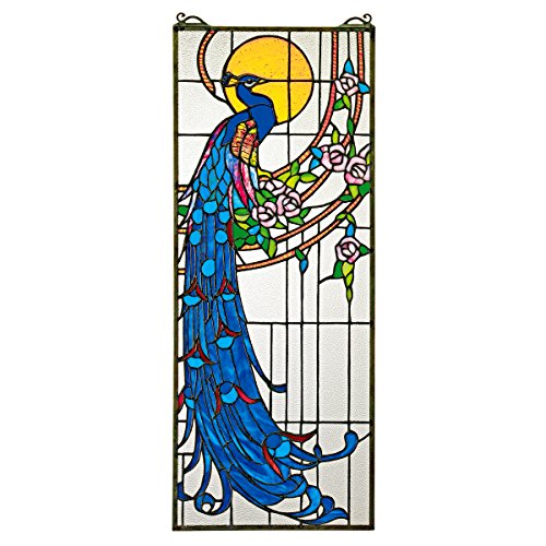 Algopix Similar Product 18 - Stained Glass Panel Peacocks Sunset