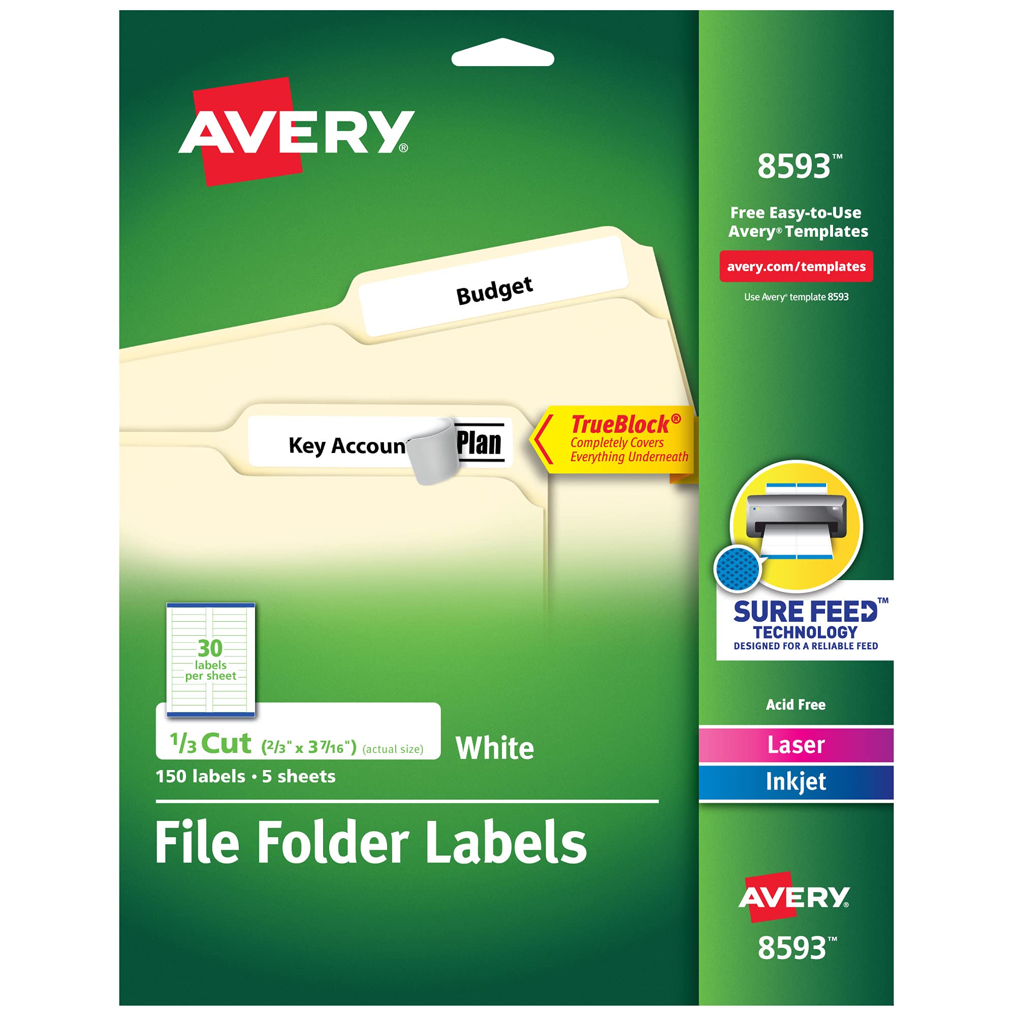 Algopix Similar Product 20 - Avery File Folder Labels with TrueBlock