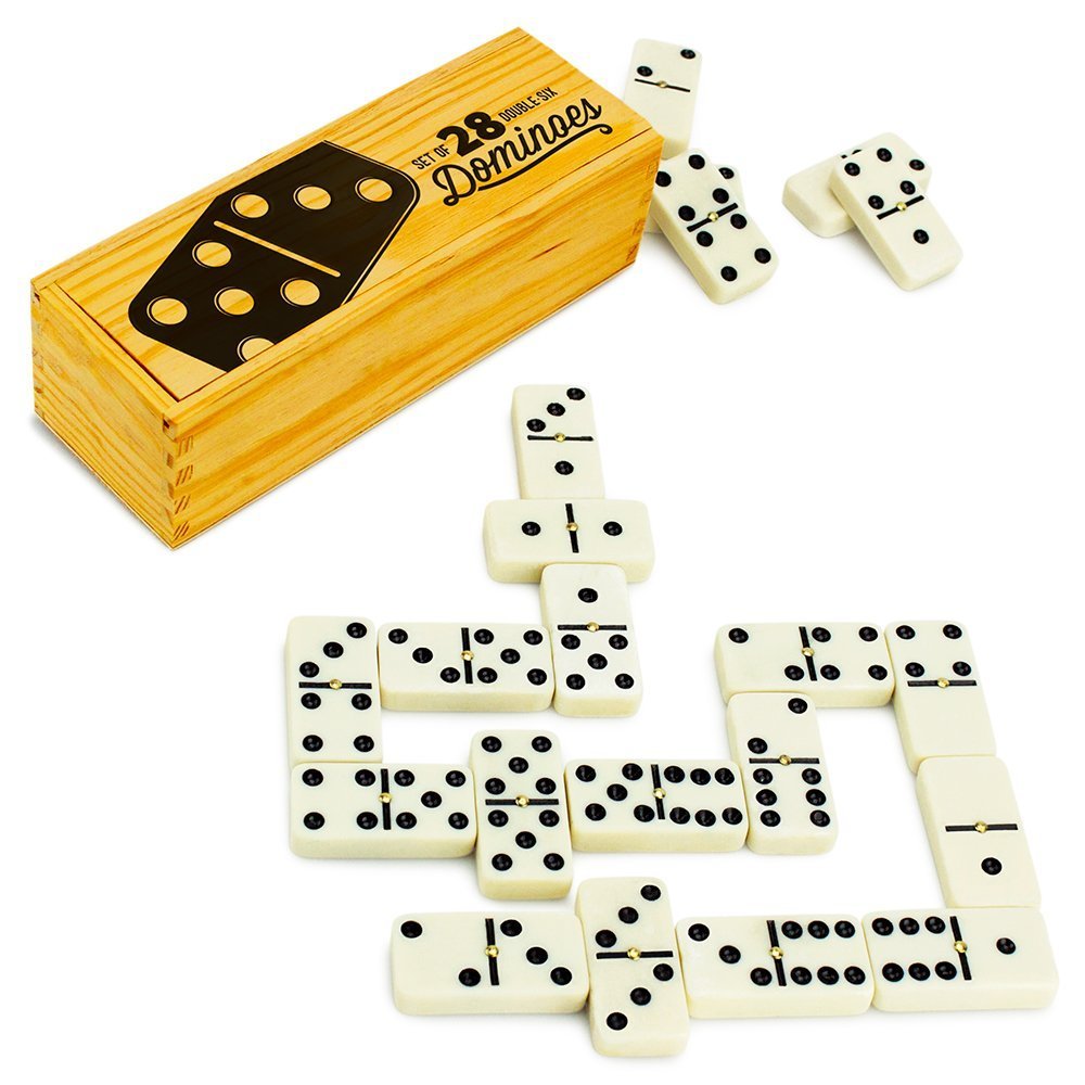 Algopix Similar Product 3 - Brybelly Double Six Dominoes with Brass
