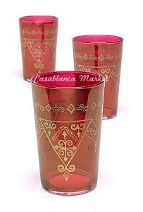 Algopix Similar Product 7 - Moroccan Tea Glasses, Zagora Gold Red