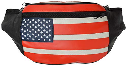 Algopix Similar Product 14 - Genuine Leather USA Flag Fanny Pack