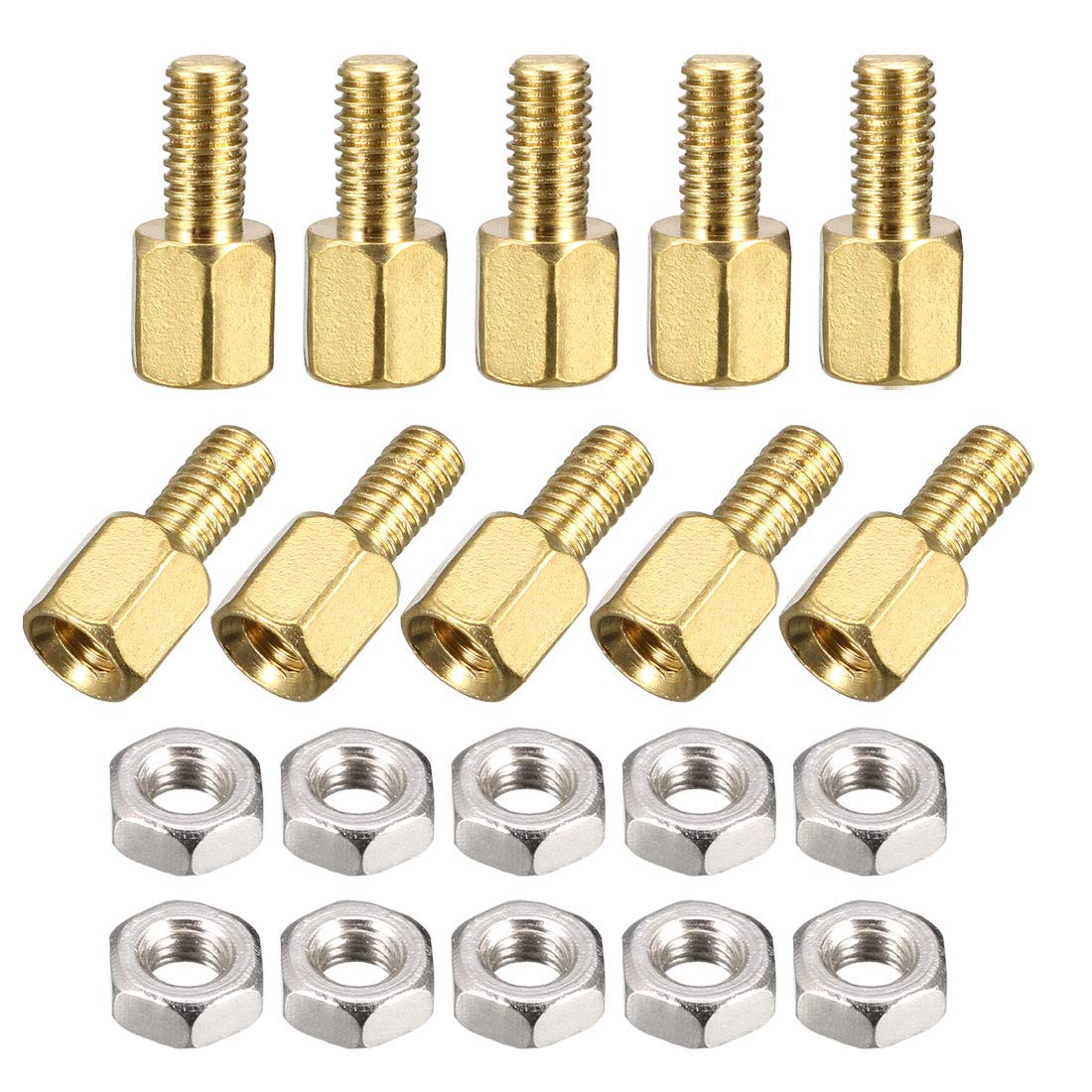 Algopix Similar Product 8 - uxcell M3x5mm6mm MaleFemale Brass Hex