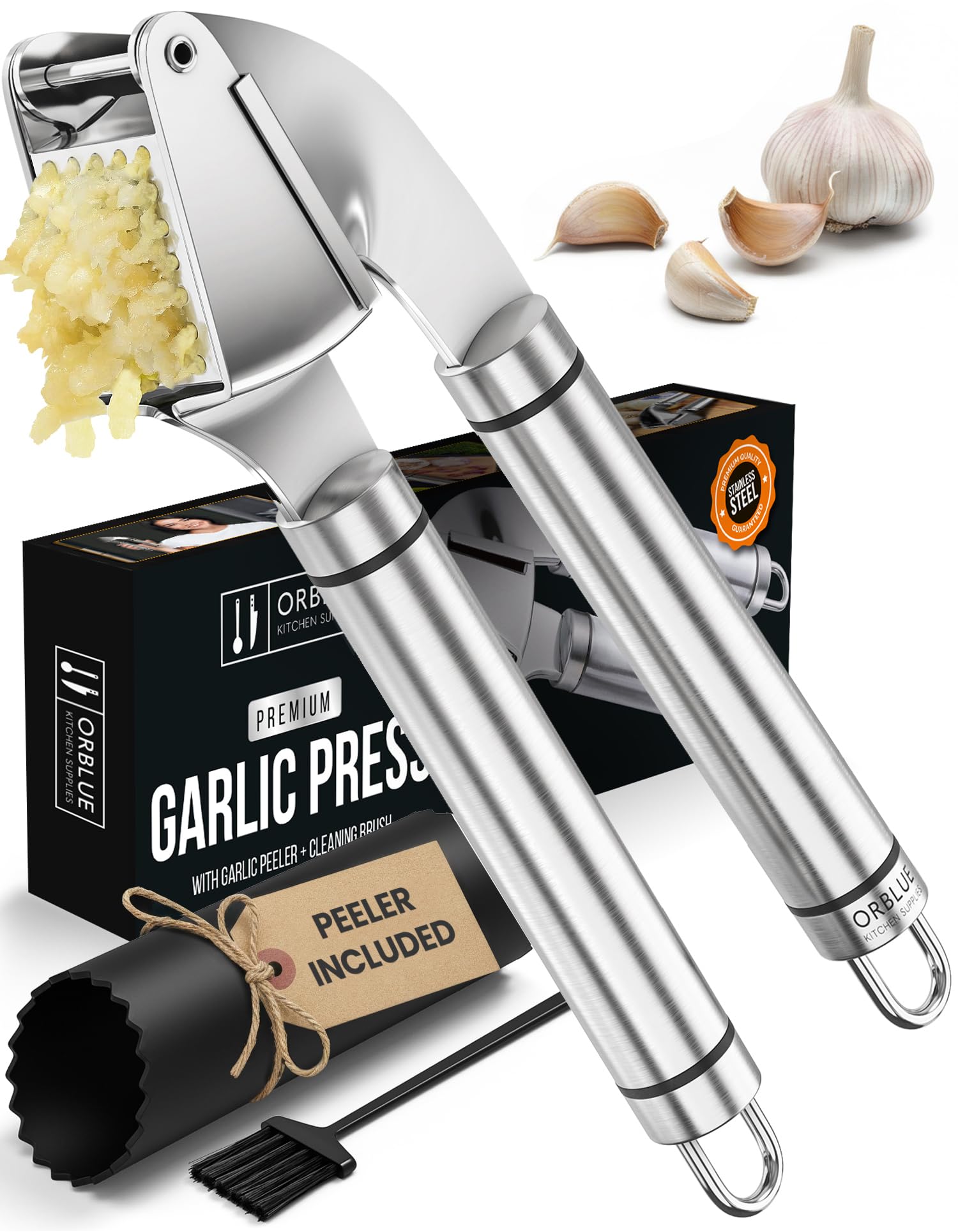 Algopix Similar Product 7 - ORBLUE Garlic Press Stainless Steel