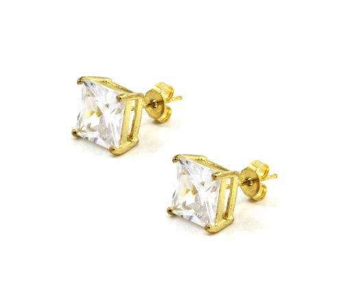 Algopix Similar Product 13 - Mens Gold Tone Square Cz Basket Set