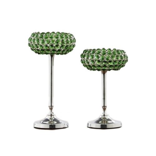Algopix Similar Product 18 - 2 Pc Crystal Candle Holders Set in Green