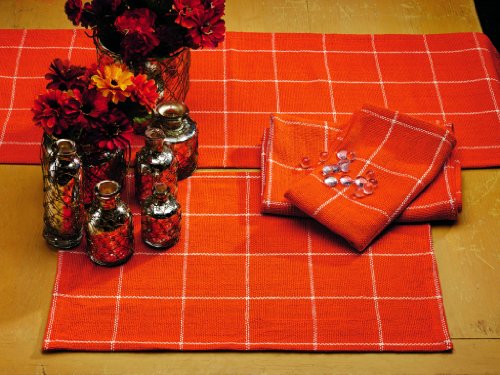 Algopix Similar Product 20 - Set of Four IHF Burlap Check Tangerine