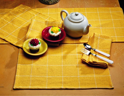 Algopix Similar Product 1 - IHF Burlap Check Yellow Design Table