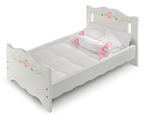 Algopix Similar Product 3 - White Rose Doll Bed with Bedding and