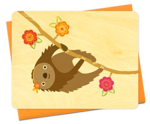 Algopix Similar Product 12 - Sylvie Sloth Wood Notecard by Night Owl