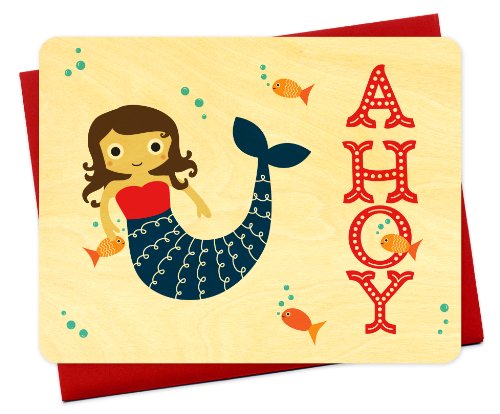 Algopix Similar Product 13 - Mabel Mermaid Wood Notecard by Night