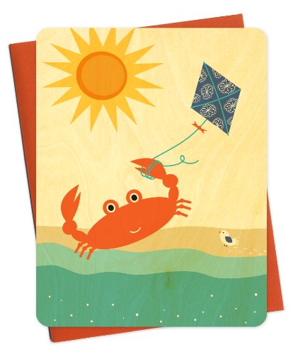 Algopix Similar Product 18 - Crab Kite Wood Notecard by Night Owl