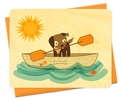 Algopix Similar Product 11 - Doggie Paddlin Wood Notecard by Night