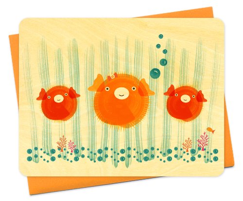 Algopix Similar Product 20 - Britta Blowfish Wood Notecard by Night