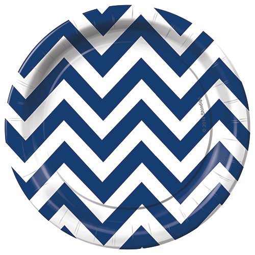 Algopix Similar Product 8 - Navy Blue Chevron Dinner Plates Pack of