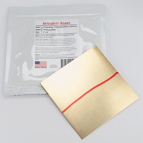 Algopix Similar Product 4 - Yellow Brass 26 Gauge Sheet - 6" x 6"