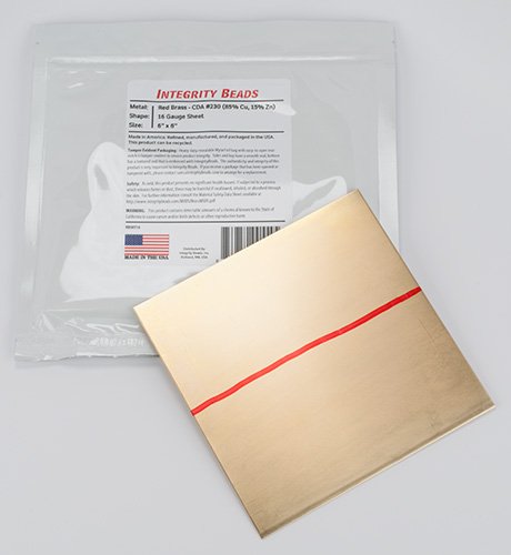 Algopix Similar Product 15 - Red Brass 16 Gauge Sheet - 6" x 6"