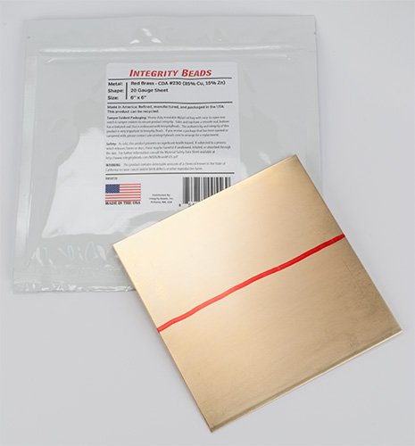 Algopix Similar Product 12 - Red Brass 20 Gauge Sheet - 6" x 6"