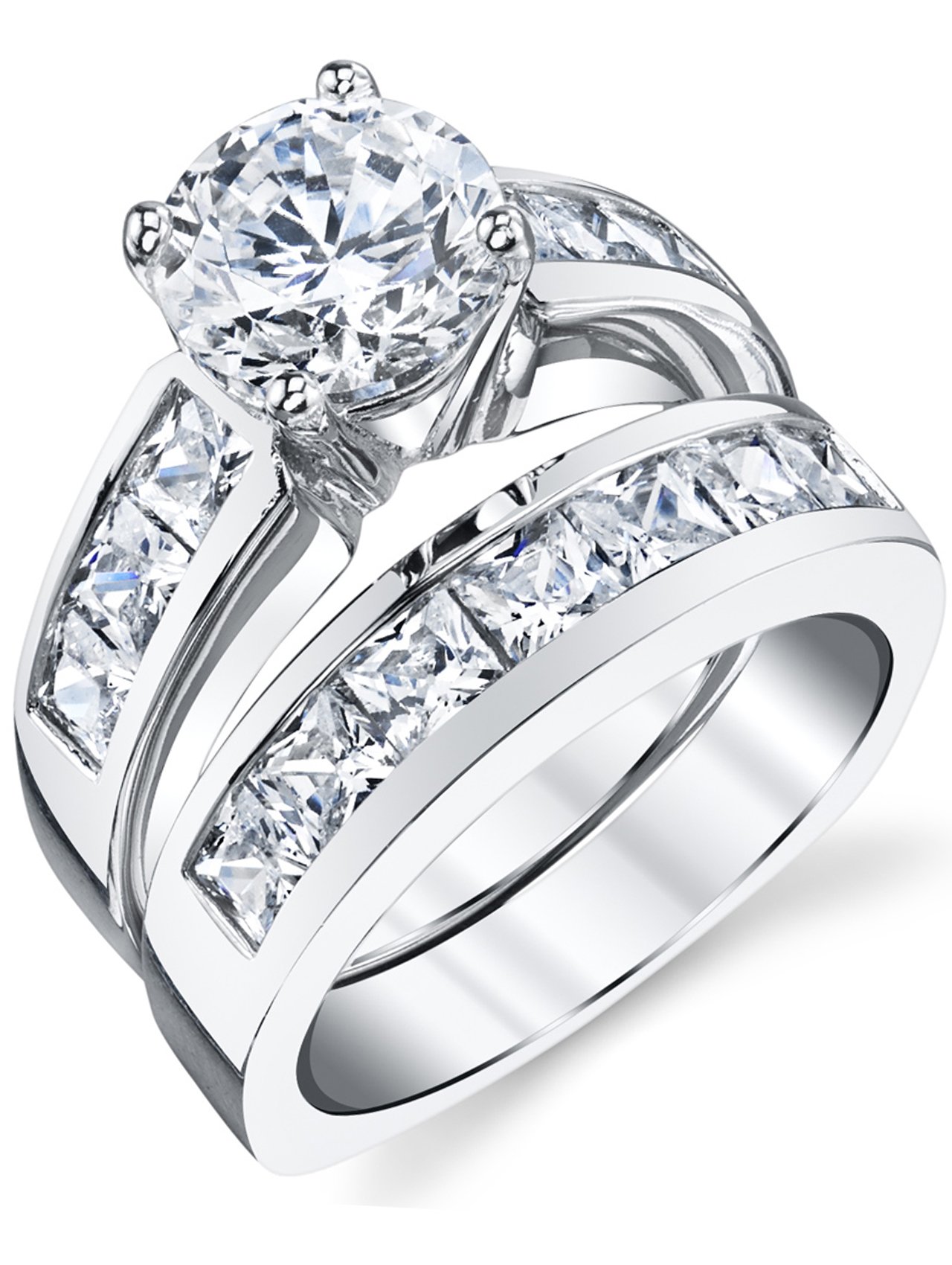 Algopix Similar Product 6 - 2 Carats Sterling Silver Bridal Set