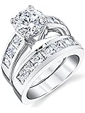 Algopix Similar Product 8 - 2 Carats Sterling Silver Bridal Set