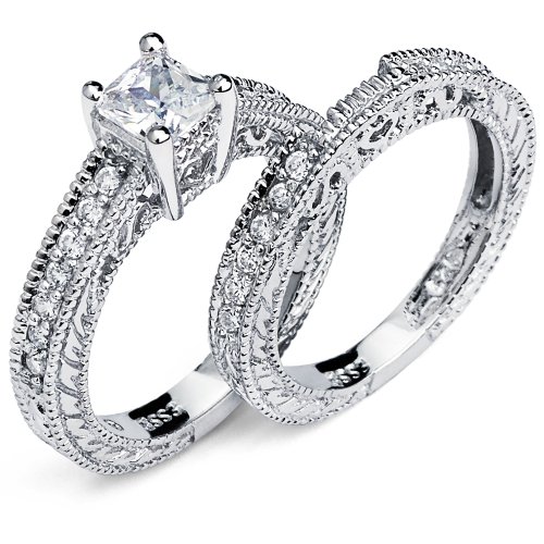 Algopix Similar Product 17 - Sterling Silver 925 Princess Cut Carved